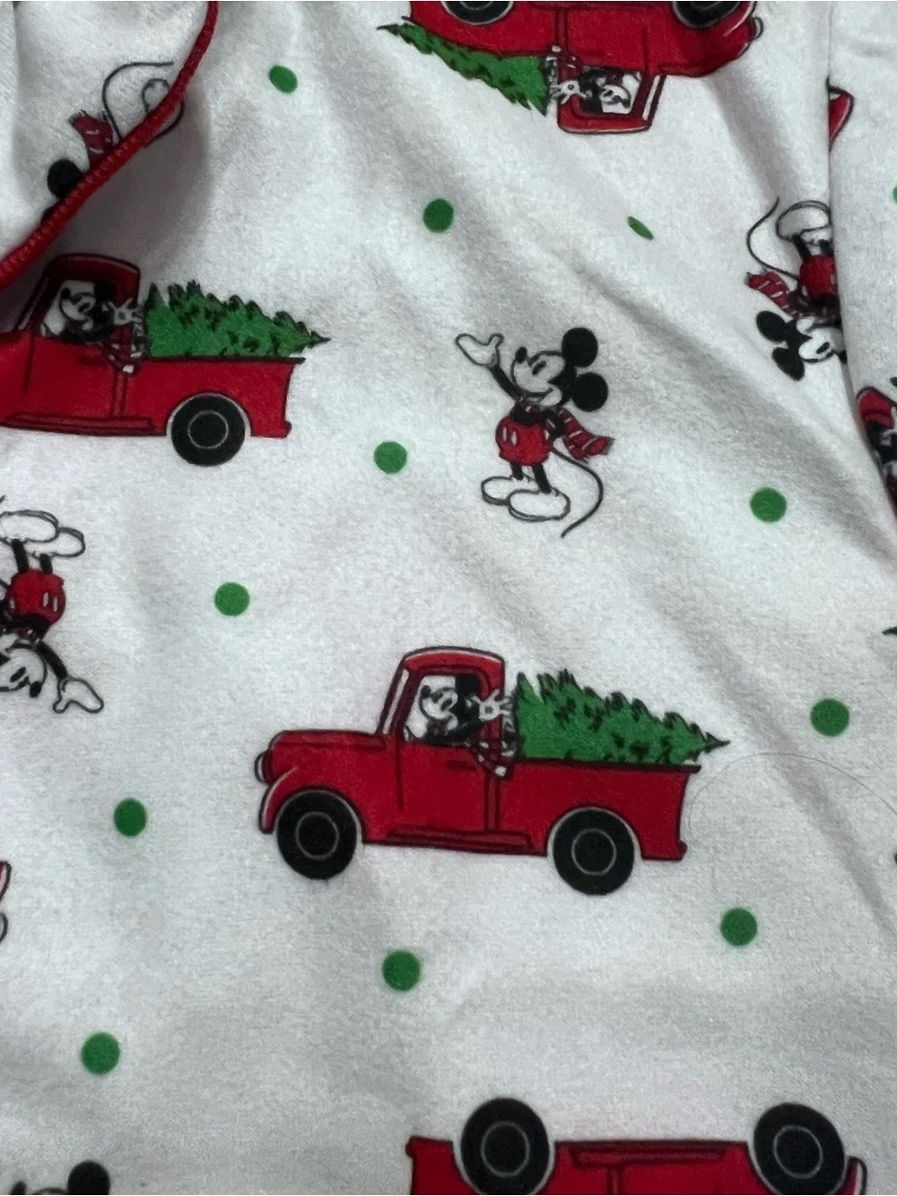 Disney Mickey Mouse Christmas Pajamas Set Unisex Kids Size 8 Red Truck Trees